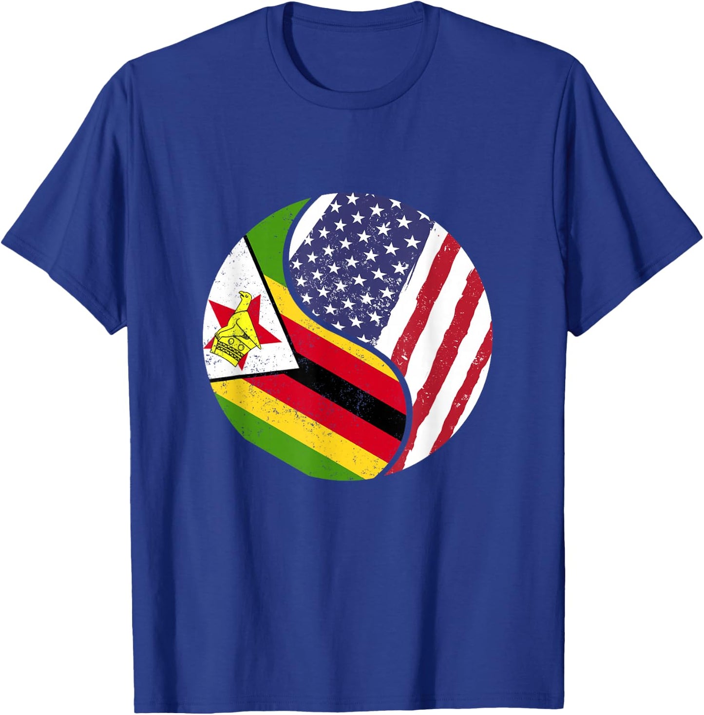 United States Yin And Yang - US Flag Zimbabwe T-Shirt - T-Shirt | Royal