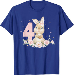 Adorable Rabbit Bunny 4th Birthday Outfit Girl 4 Year Old T-Shirt - T-Shirt | Royal