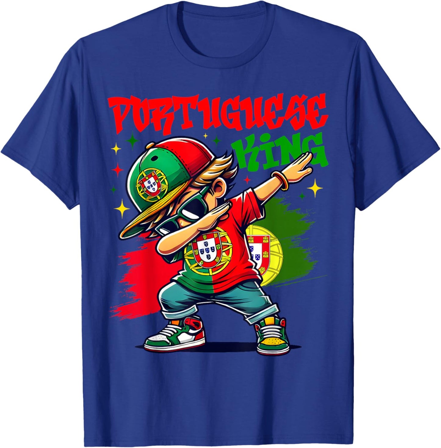 Portuguese King Dabbing Portugal Flag Pride for Kids T-Shirt - T-Shirt | Royal