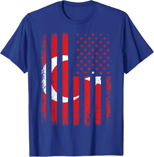 Turkish American Flag Turkey America Pride Heritage T-Shirt - T-Shirt | Royal