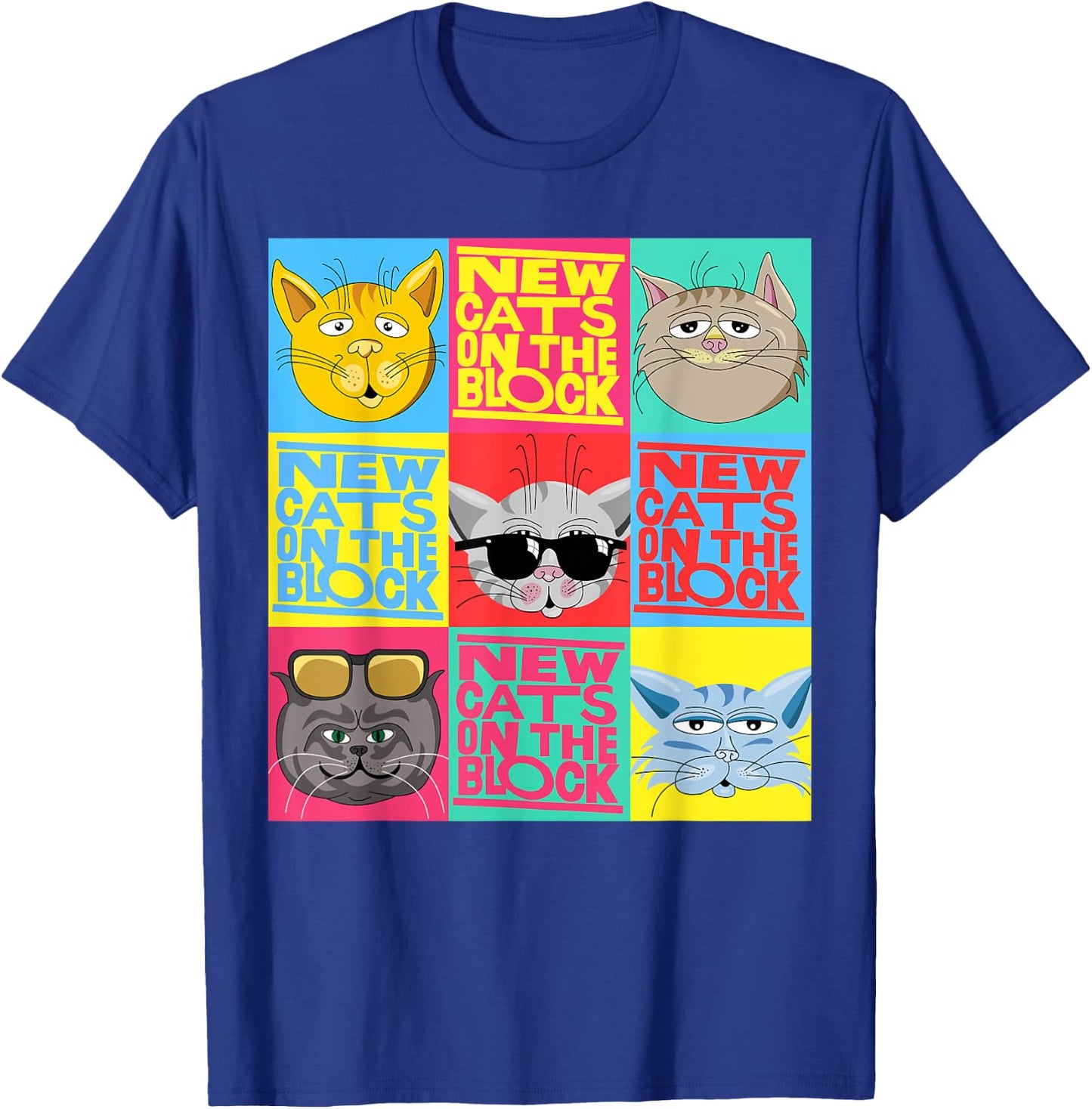 YO MINUS Women's New Cats On The Block Funny Pop Culture Cat Themed Party - Black, Small T-Shirt - T-Shirt | Royal