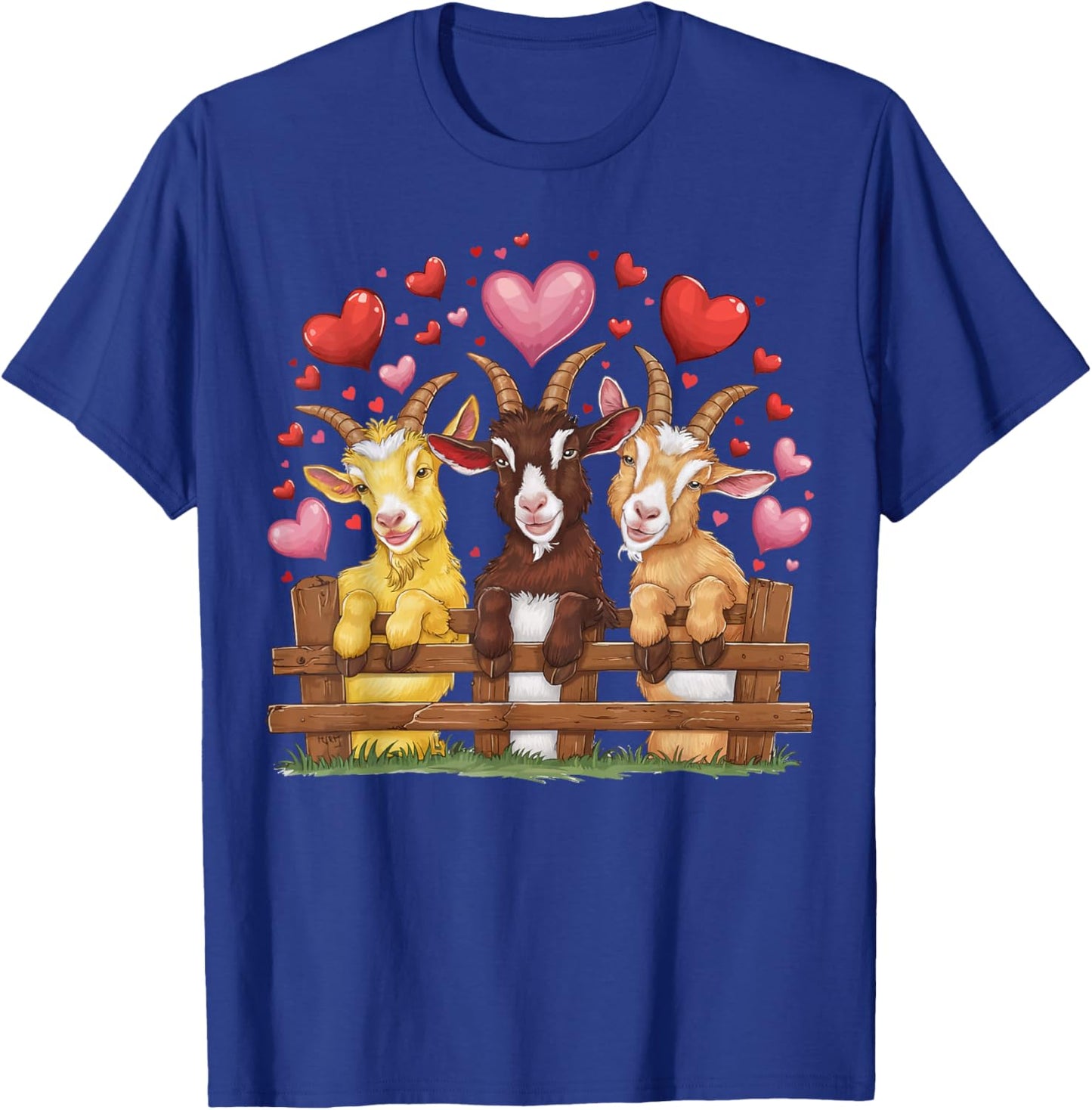 Goat Hearts Love Valentine Farm Animal Lover Farmer T-Shirt - T-Shirt | Royal