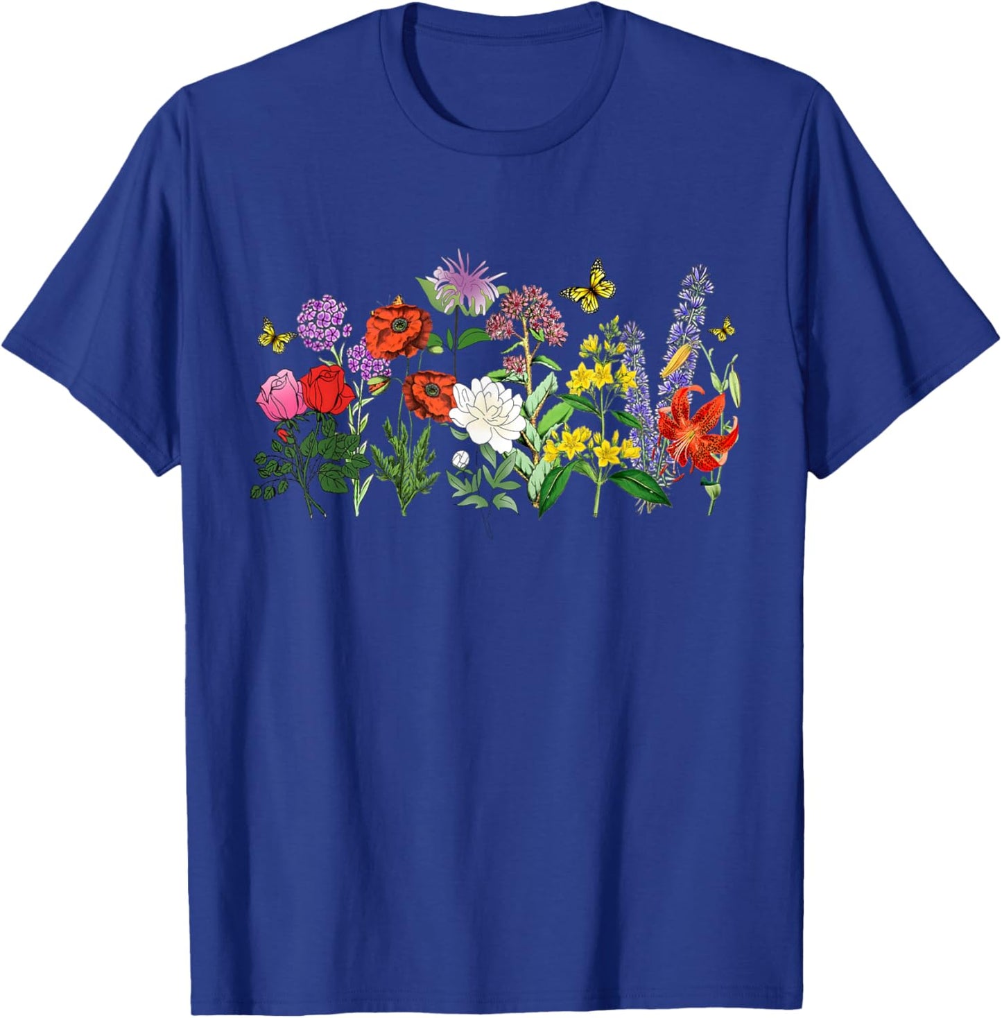 Women Wildflower Summer Flowers Blooming Floral Graphic T-Shirt - T-Shirt | Royal