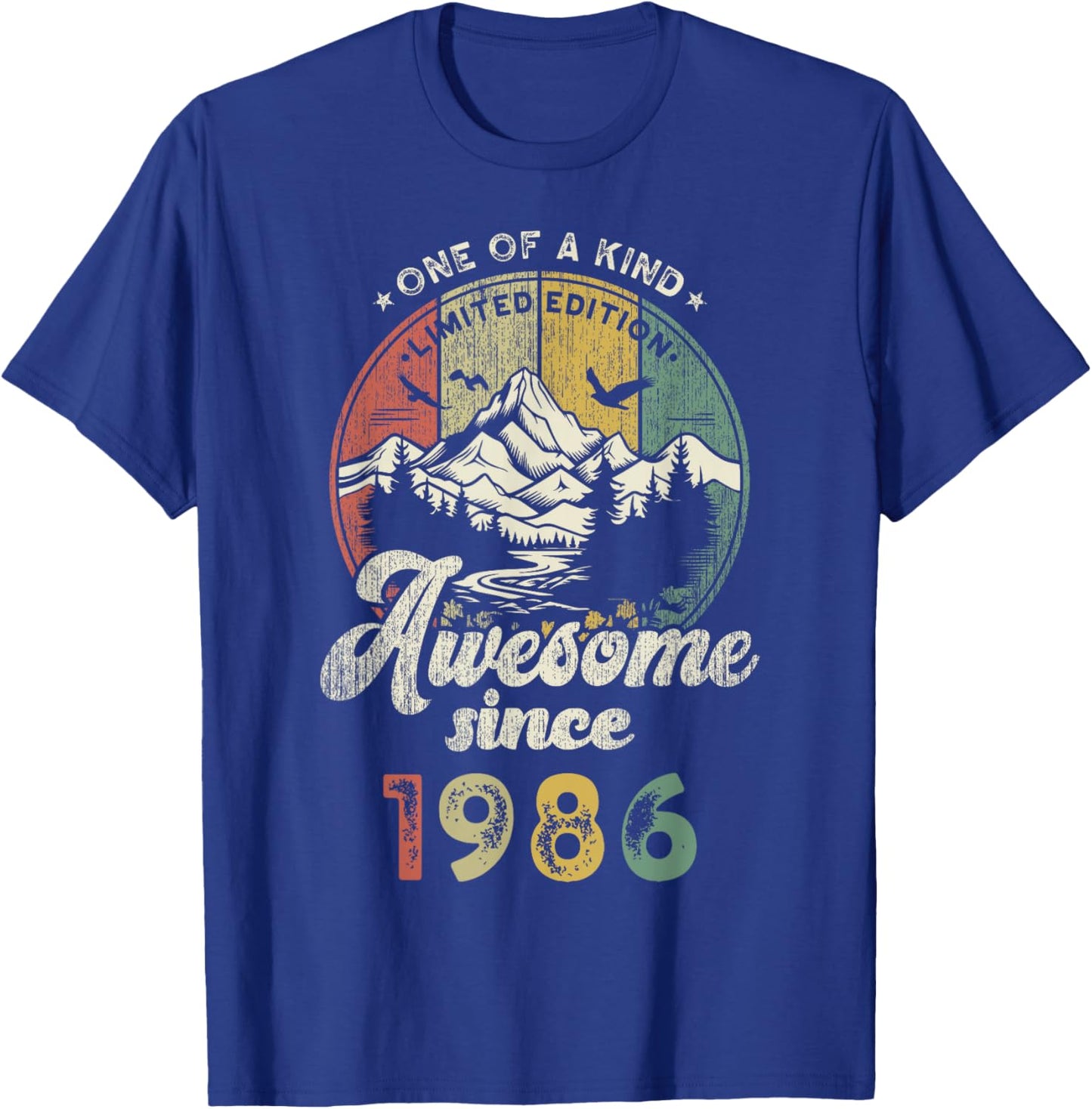 39th Birthday Mountains Retro Awesome Since 1986 T-Shirt - T-Shirt | Royal