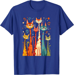Cute Vintage Retro Mid-Century Long Neck Cats 50s 60s Style T-Shirt - T-Shirt | Royal