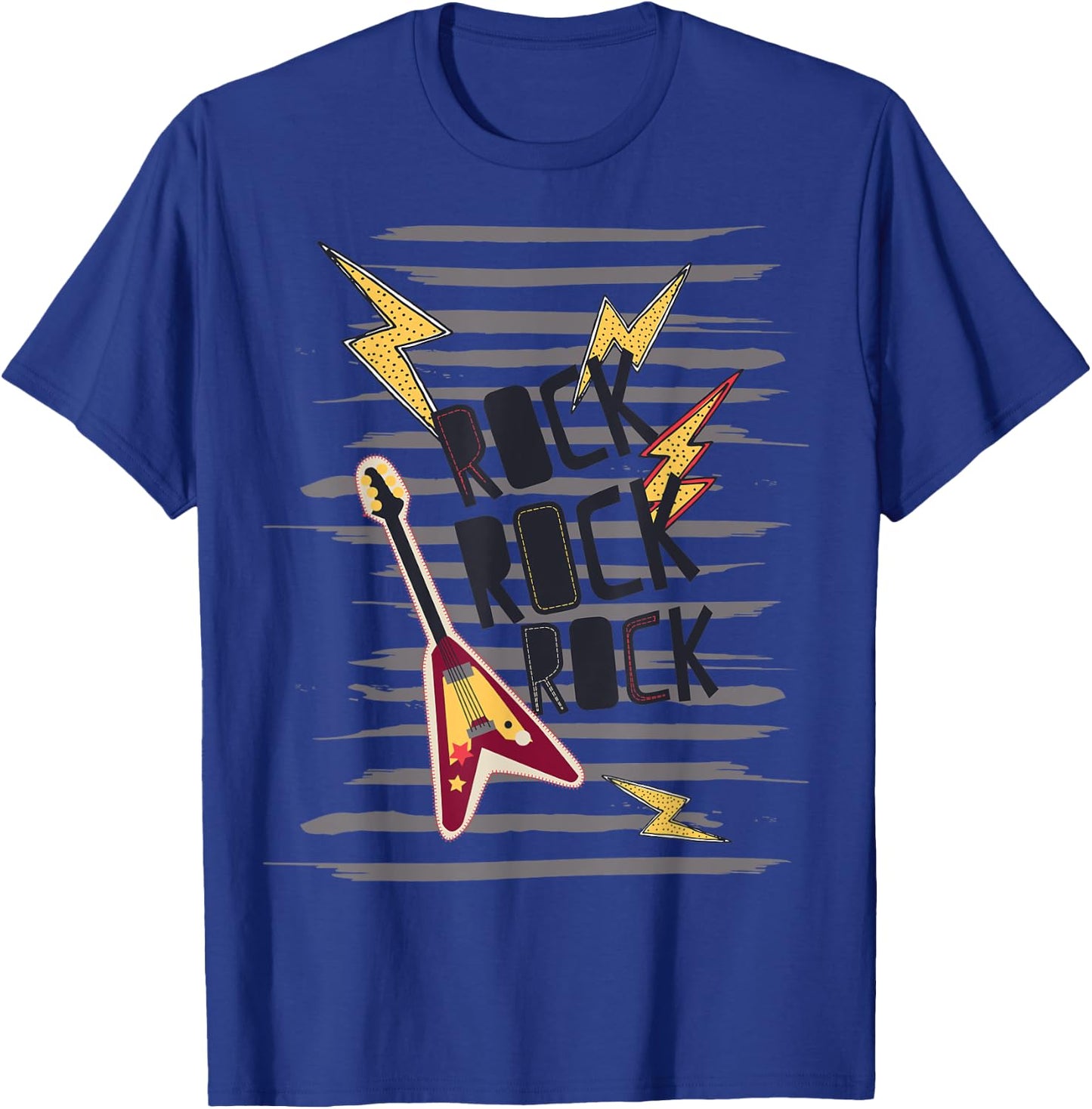 Rock Star Guitar Rock & Roll Retro 80s Birthday Musician Dad T-Shirt - T-Shirt | Royal