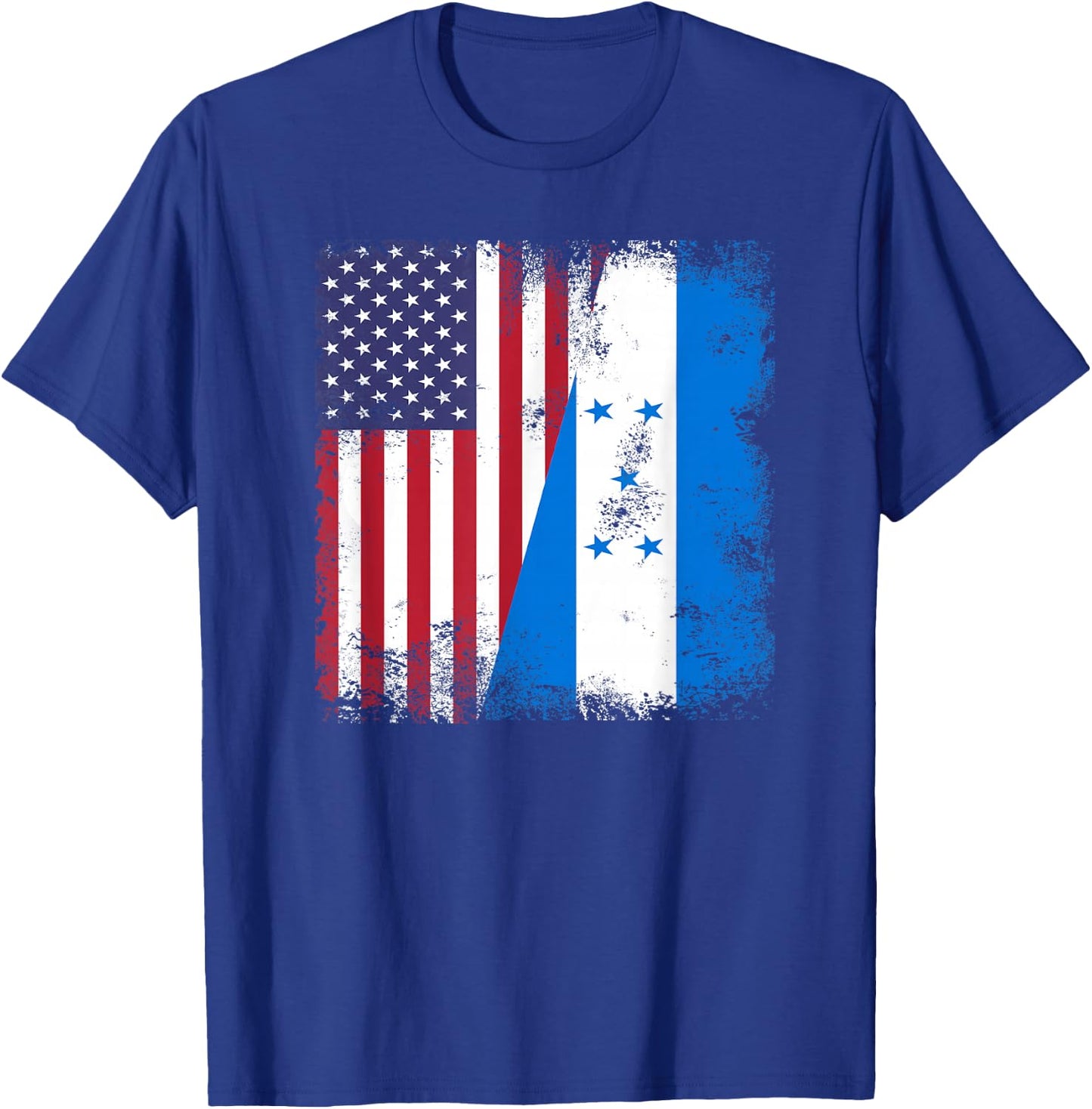 Half Honduran Flag | Vintage Honduras USA Gift T-Shirt - T-Shirt | Royal