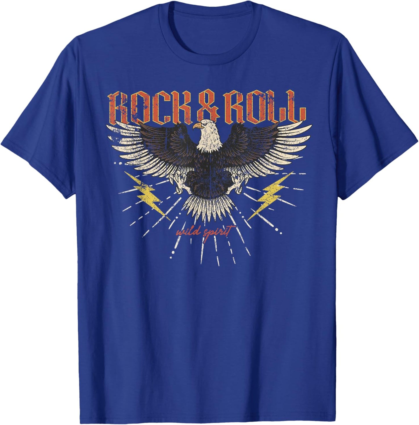 Rock and Roll Eagle Vintage ROCK Music Freedom T-Shirt - T-Shirt | Royal