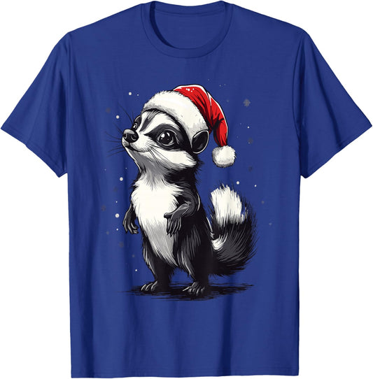 Skunk Santa Hat Funny Xmas Skunk Lovers Christmas Pajama T-Shirt - T-Shirt | Royal
