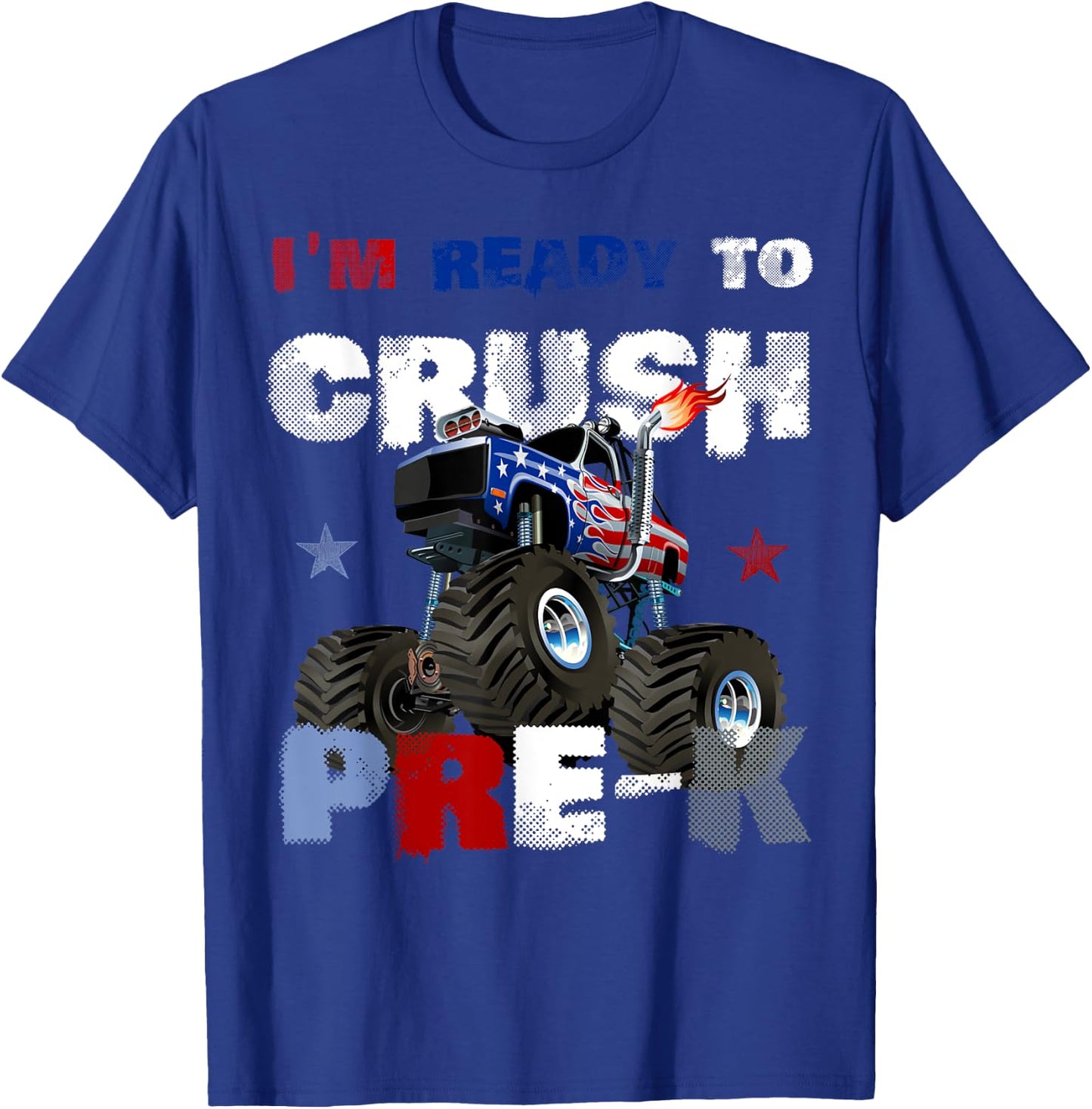 First Day of PRE-K Monster Truck Back to School Boys Gift T-Shirt - T-Shirt | Royal
