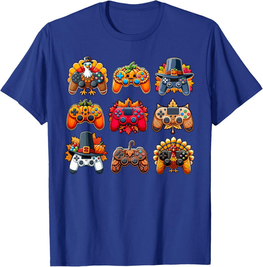 Thanksgiving Skeleton Zombie Gaming Controllers Boys Kids T-Shirt - T-Shirt | Royal