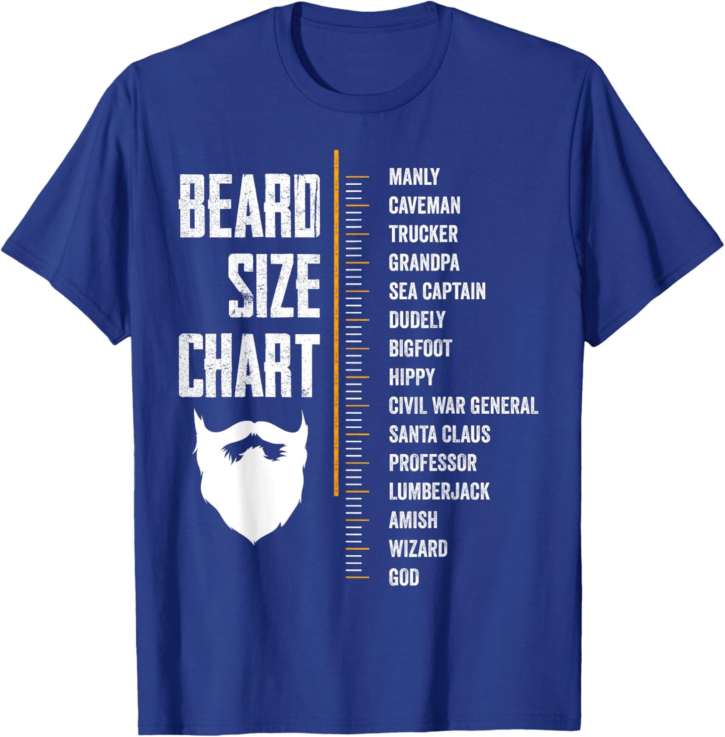 Beard Measurement Chart Beard Length Funny Growth Chart T-Shirt - T-Shirt | Royal
