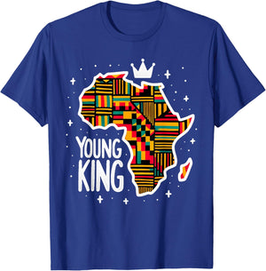 Boys African Kente Print Clothes Kids Young King Kente Youth T-Shirt - T-Shirt | Royal