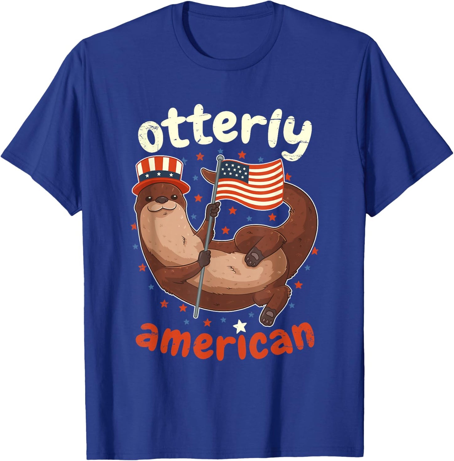 Patriotic Oteric American Flag 4th of July Otter T-Shirt - T-Shirt | Royal