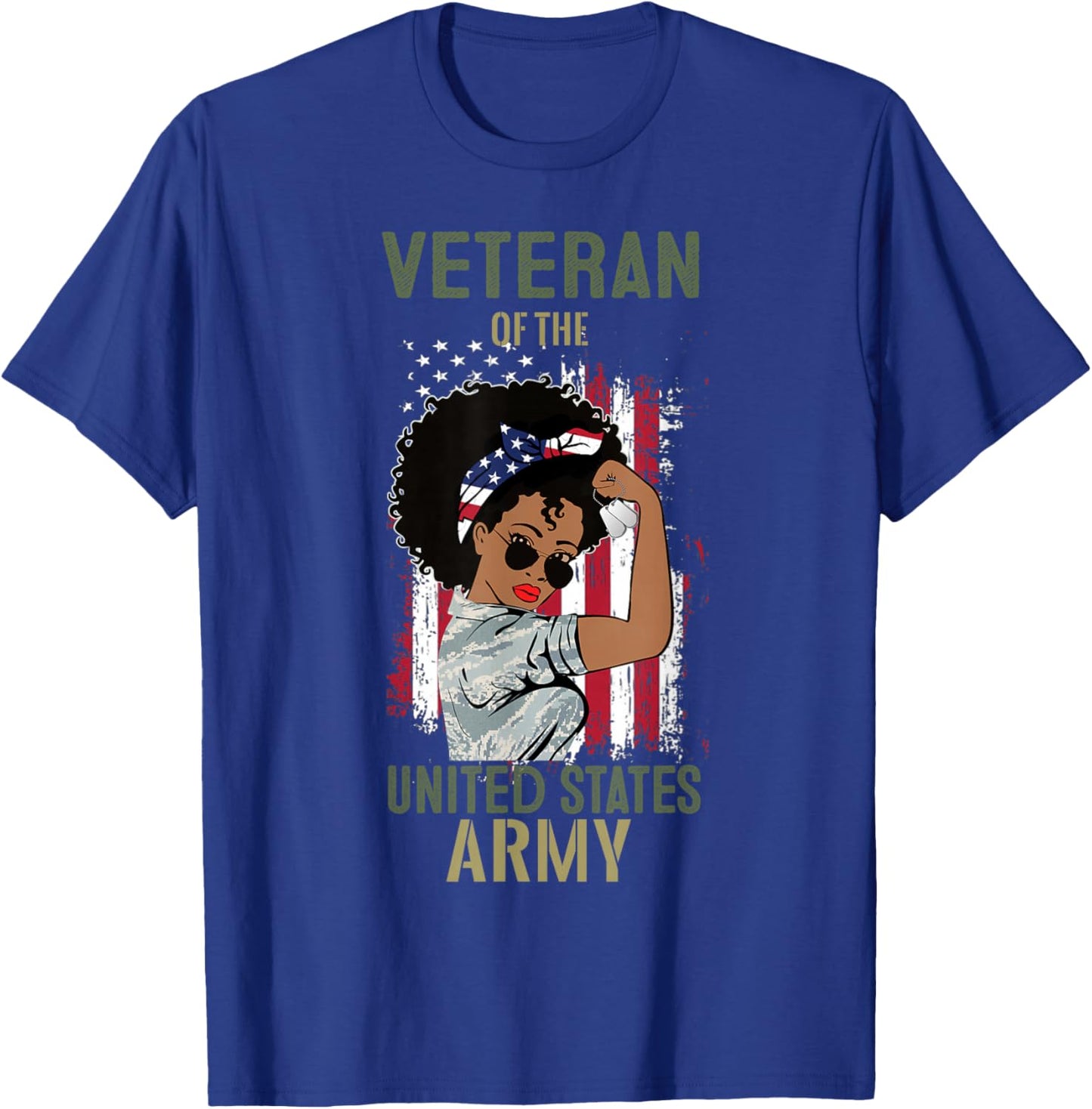African American Army Veteran Female Shirt, Melanin US Army T-Shirt - T-Shirt | Royal