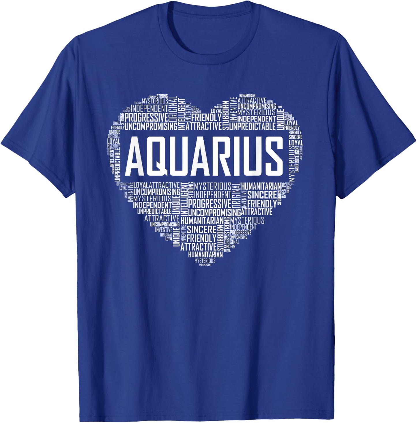 Love Aquarius Characteristics Co Aquarius Zodiac Traits Horoscope Astrology Sign Gift Heart T-Shirt - T-Shirt | Royal