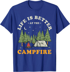 Life Is Better At The Campfire Funny Camper Camp Camping T-Shirt - T-Shirt | Royal
