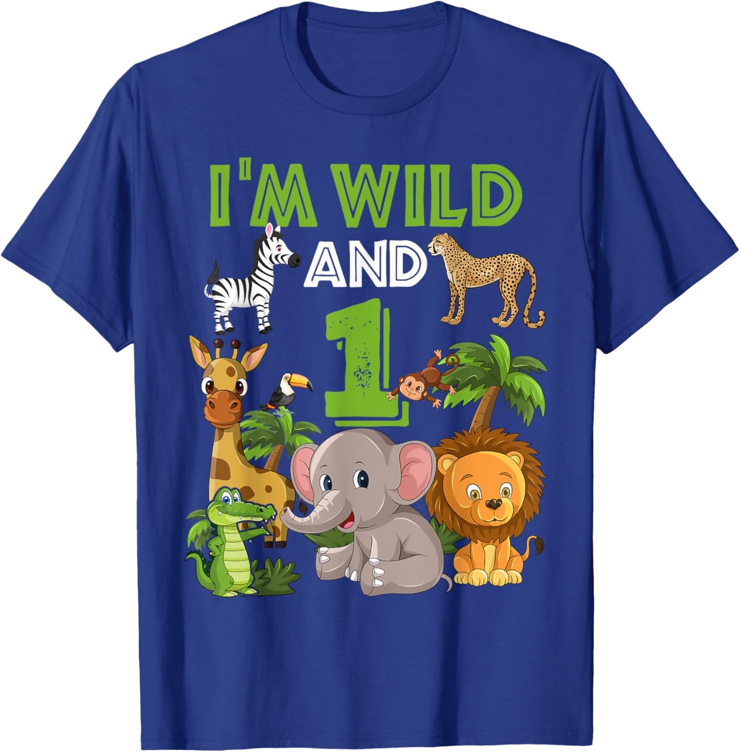 1 Year Old Zoo Birthday Shirt Safari Jungle Zoo Animal 1st T-Shirt - T-Shirt | Royal