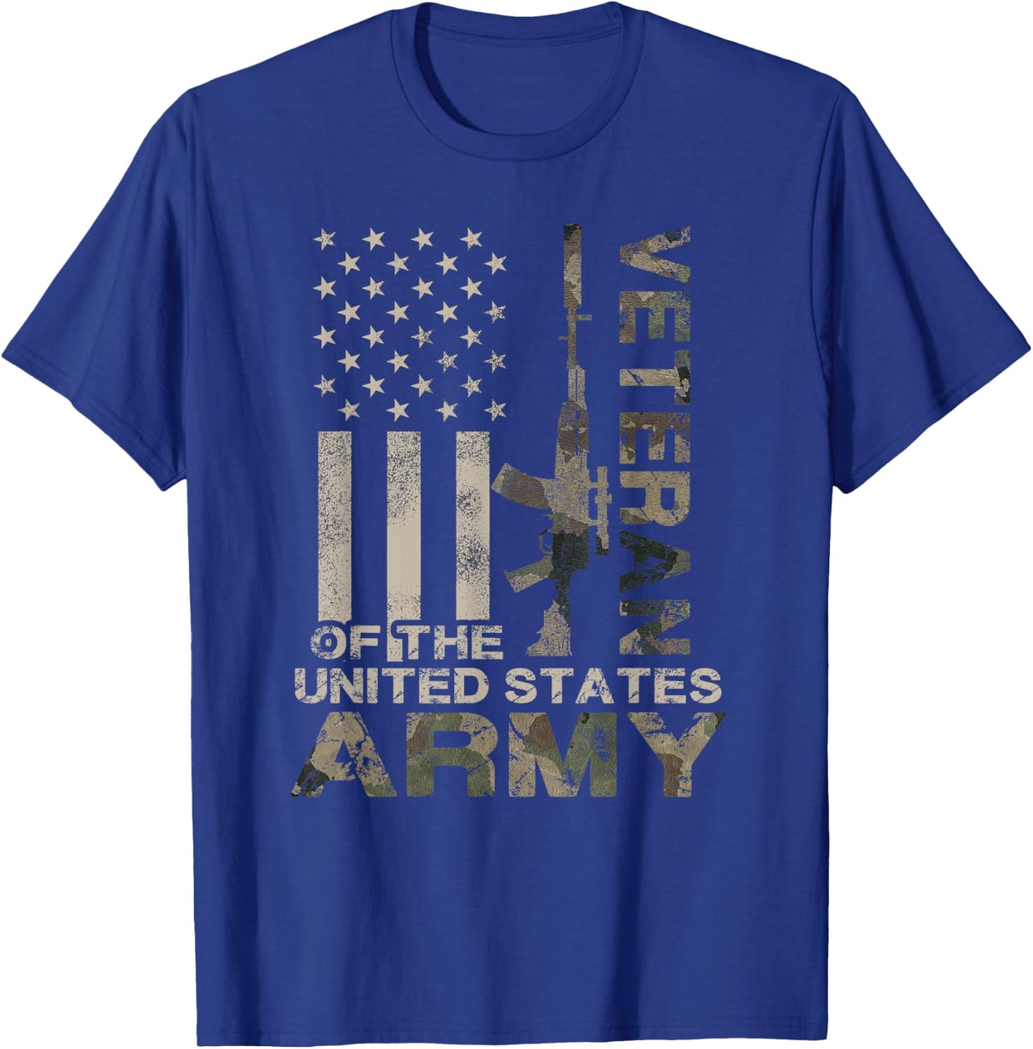 US Army | Military Green Camo Flag Retro Design Gift T-Shirt - T-Shirt | Royal