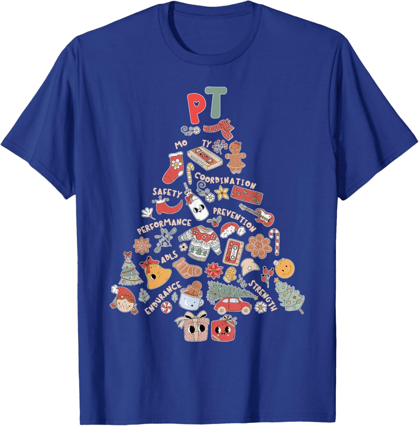 Physical Therapy Christmas PT Therapist Christmas Tree Xmas T-Shirt - T-Shirt | Royal