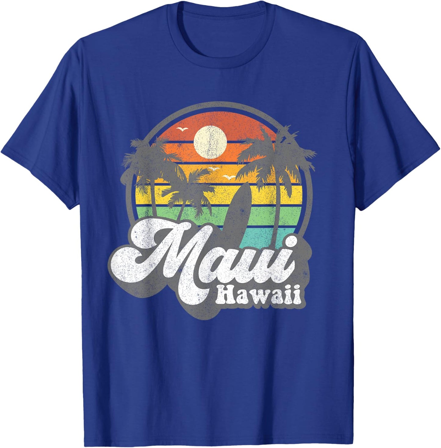 Vintage Maui Hawaii Hawaiian Beach Surfing 70's Surf Gift T-Shirt - T-Shirt | Royal