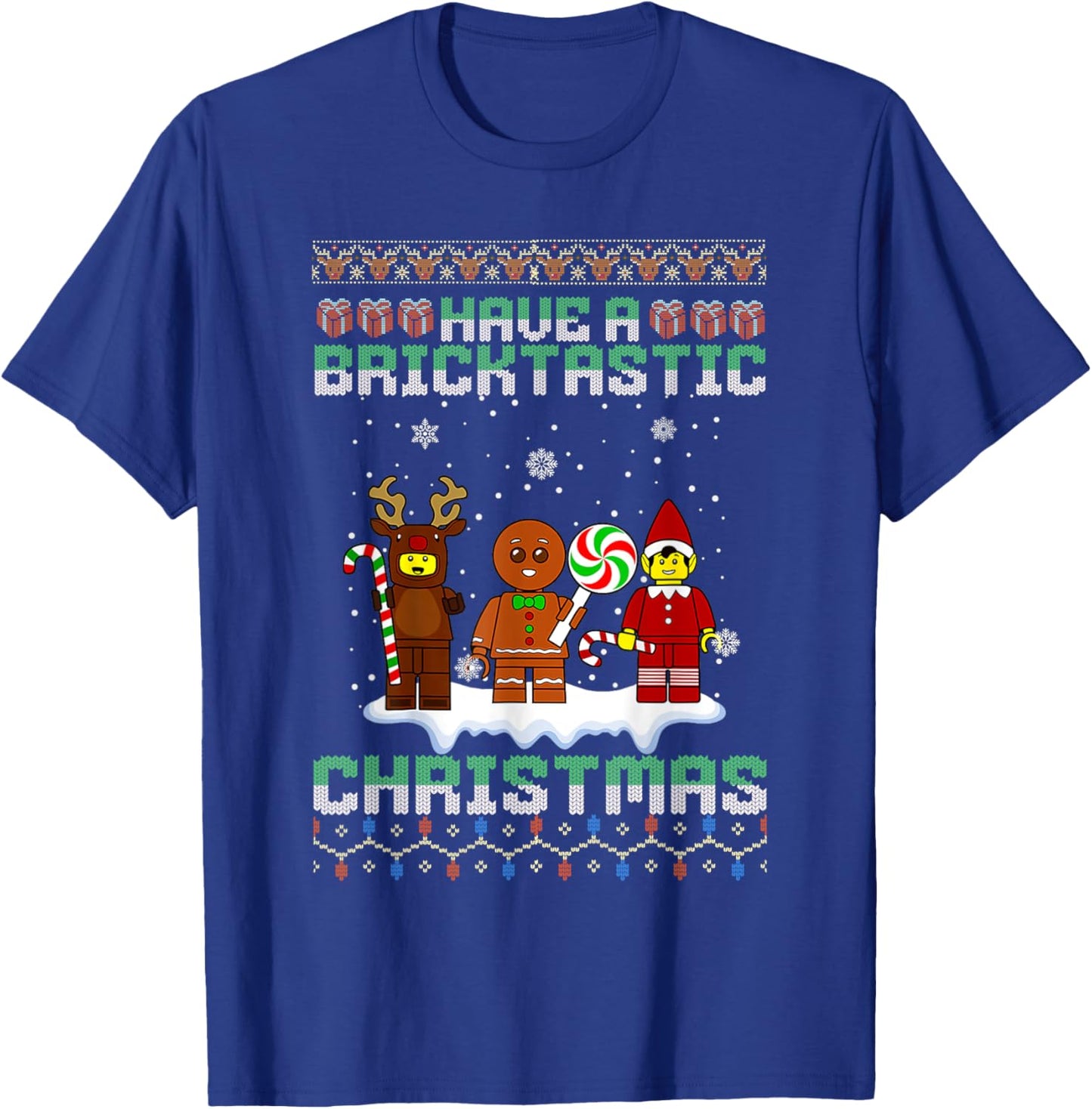 Have A Bricktastic Christmas Building Bricks Ugly Sweater T-Shirt - T-Shirt | Royal