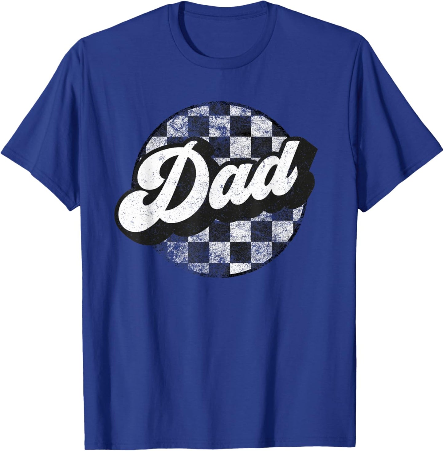 Funny Retro Checkered Dad Race Vintage Matching Family T-Shirt - T-Shirt | Royal