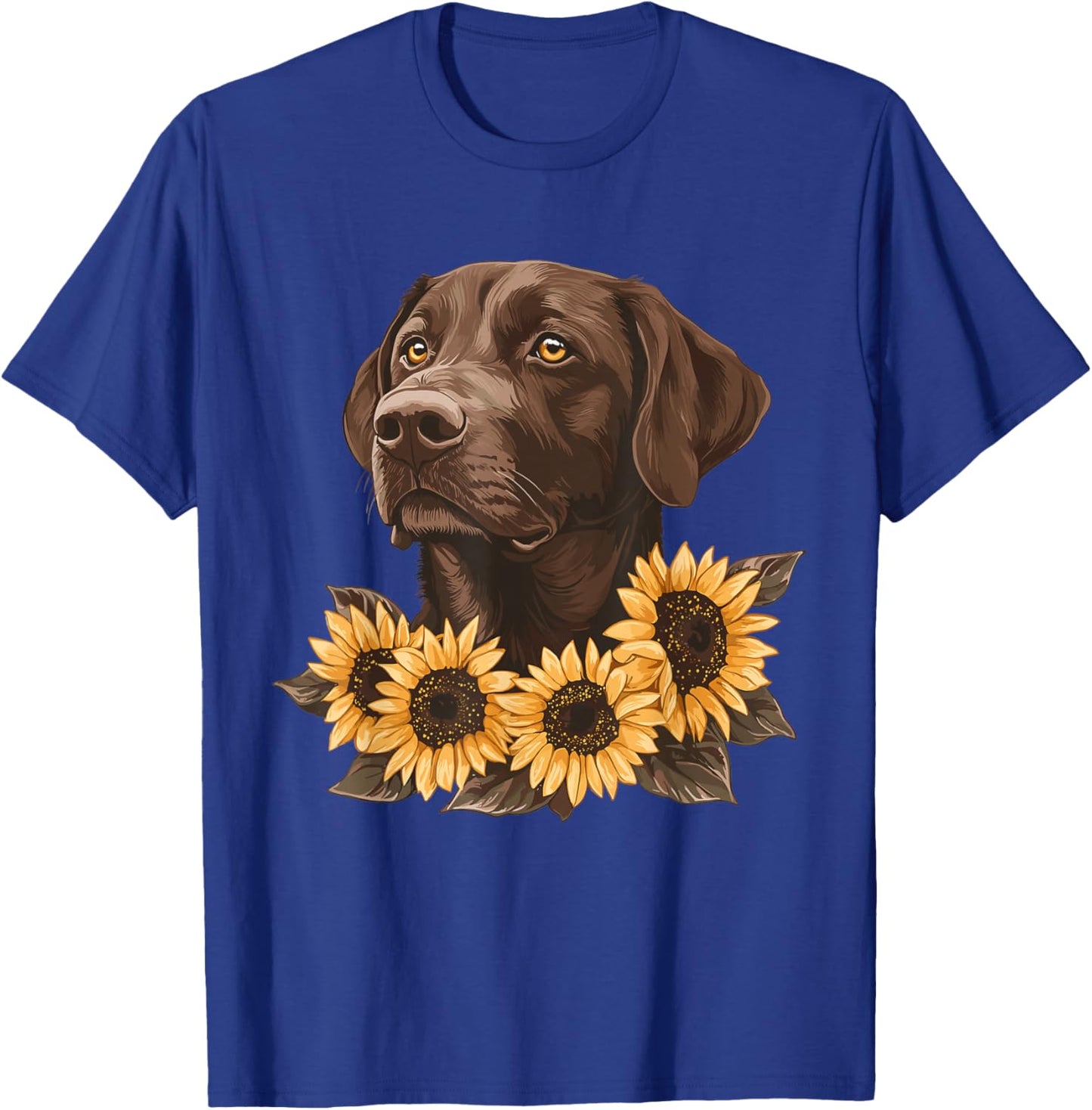 Brown Labrador with Sunflowers T-Shirt - T-Shirt | Royal