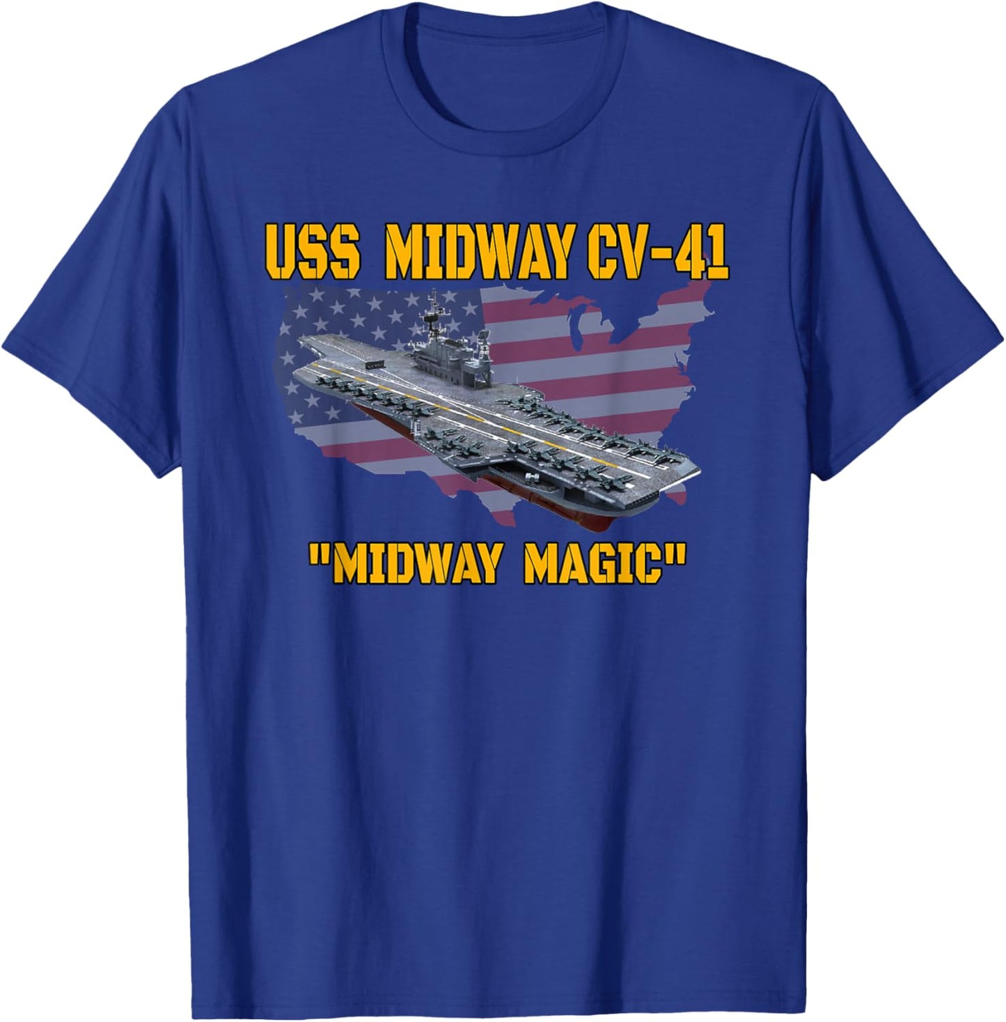 Aircraft Carrier USS Midway Veterans Day Fathers Day Grandpa T-Shirt - T-Shirt | Royal