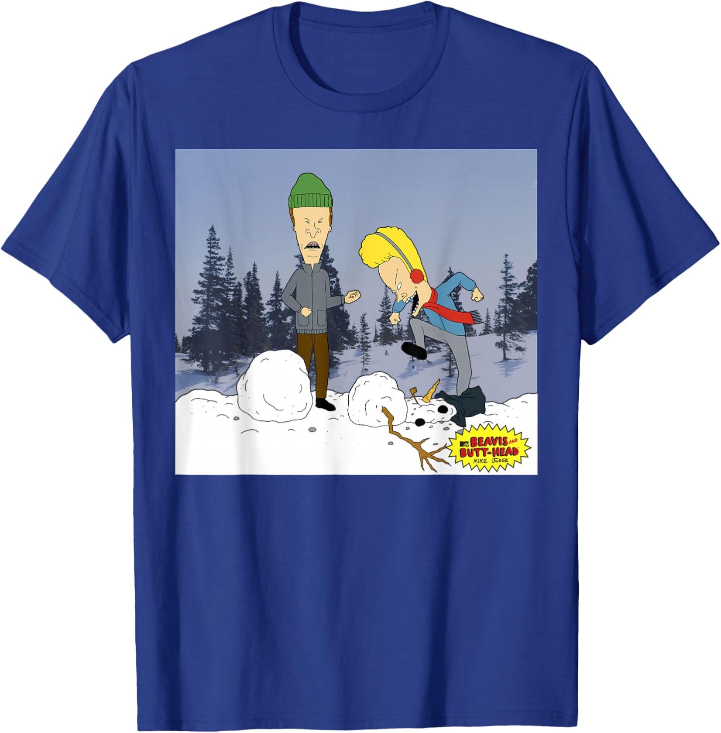 Beavis and Butt-Head Snowman Christmas Portrait T-Shirt - T-Shirt | Royal