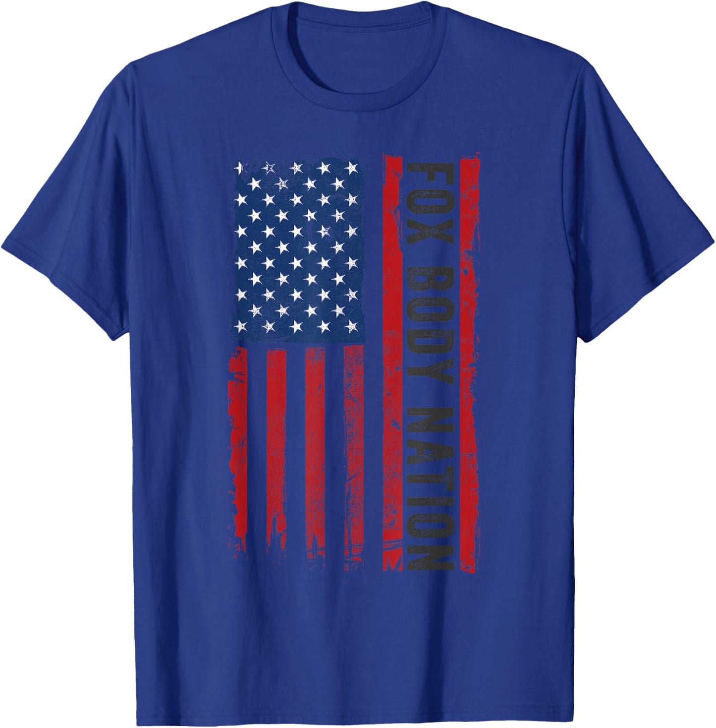 Vintage Foxbody American Flag Stang Muscle Car Gift T-Shirt - T-Shirt | Royal