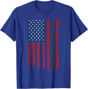 Vintage Foxbody American Flag Stang Muscle Car Gift T-Shirt - T-Shirt | Royal