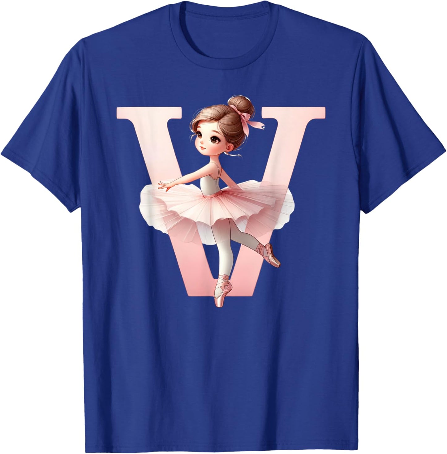 Ballerina Girl Dancing Name First Letter V Girly Tutu Ballet T-Shirt - T-Shirt | Royal