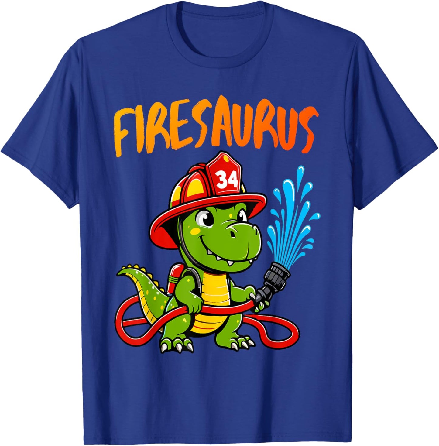 Firesaurus Rex Fireman Fire Firefighters Dino Hero T-Shirt - T-Shirt | Royal