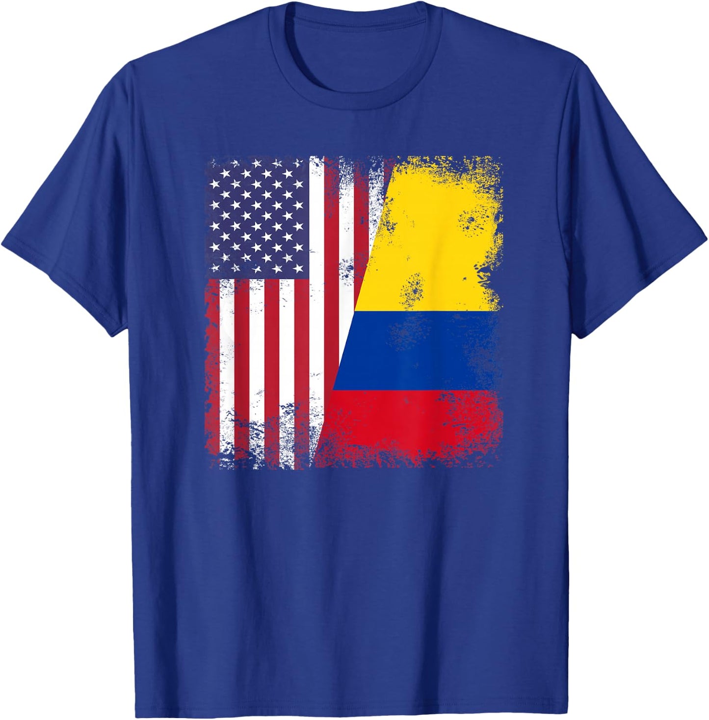 Half Colombian Flag | Vintage Colomobia USA Gift T-Shirt - T-Shirt | Royal