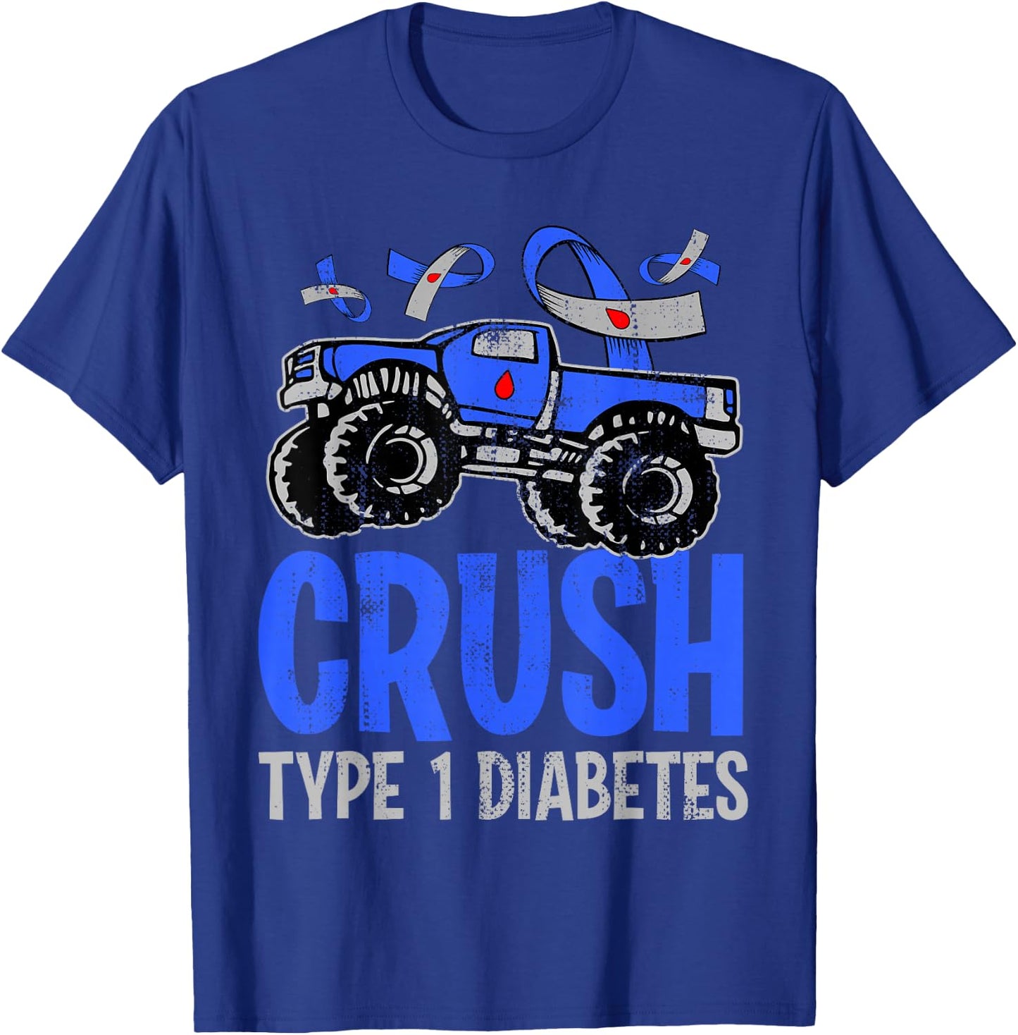 Kids Type 1 Diabetes Awareness Month Monster Truck T-Shirt - T-Shirt | Royal