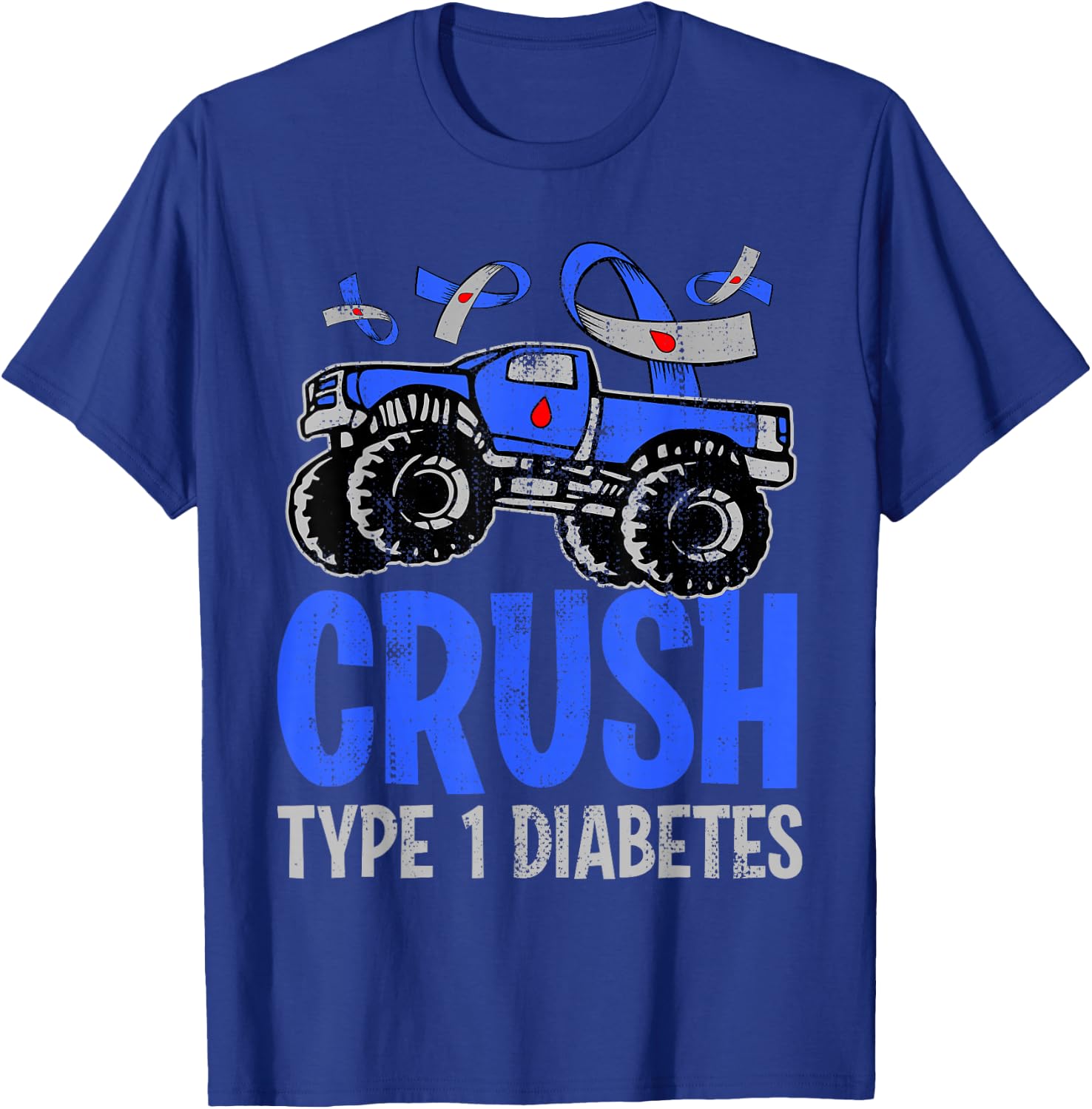 Kids Type 1 Diabetes Awareness Month Monster Truck T-Shirt - T-Shirt | Royal