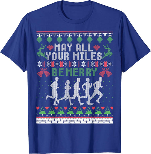Funny Running Ugly Christmas Sweaters Shirt Runner T-Shirt - T-Shirt | Royal