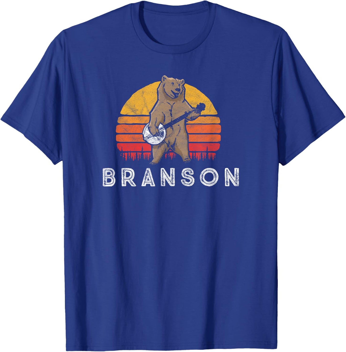 Branson Missouri Bluegrass Banjo Bear Funny Retro T-Shirt - T-Shirt | Royal