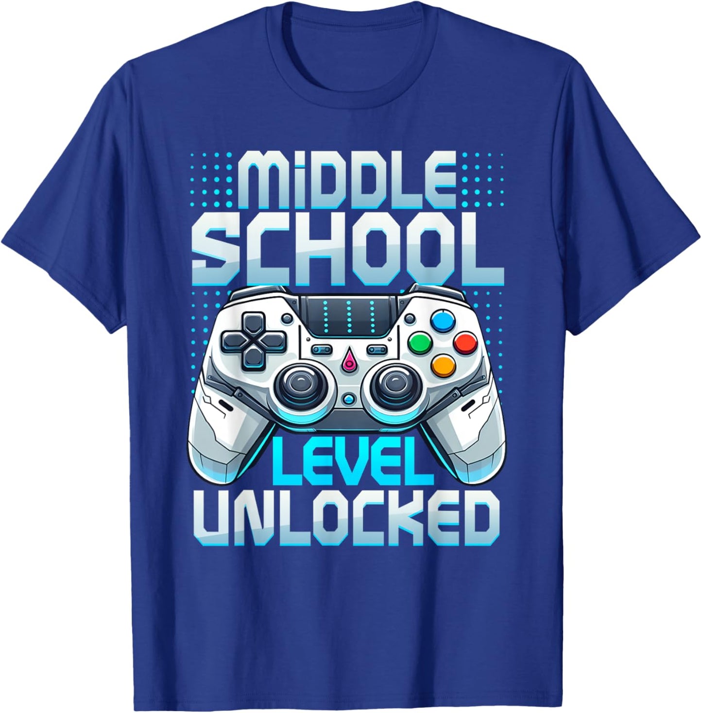 First Day of Middle School Level Unlocked Back To School T-Shirt - T-Shirt | Royal