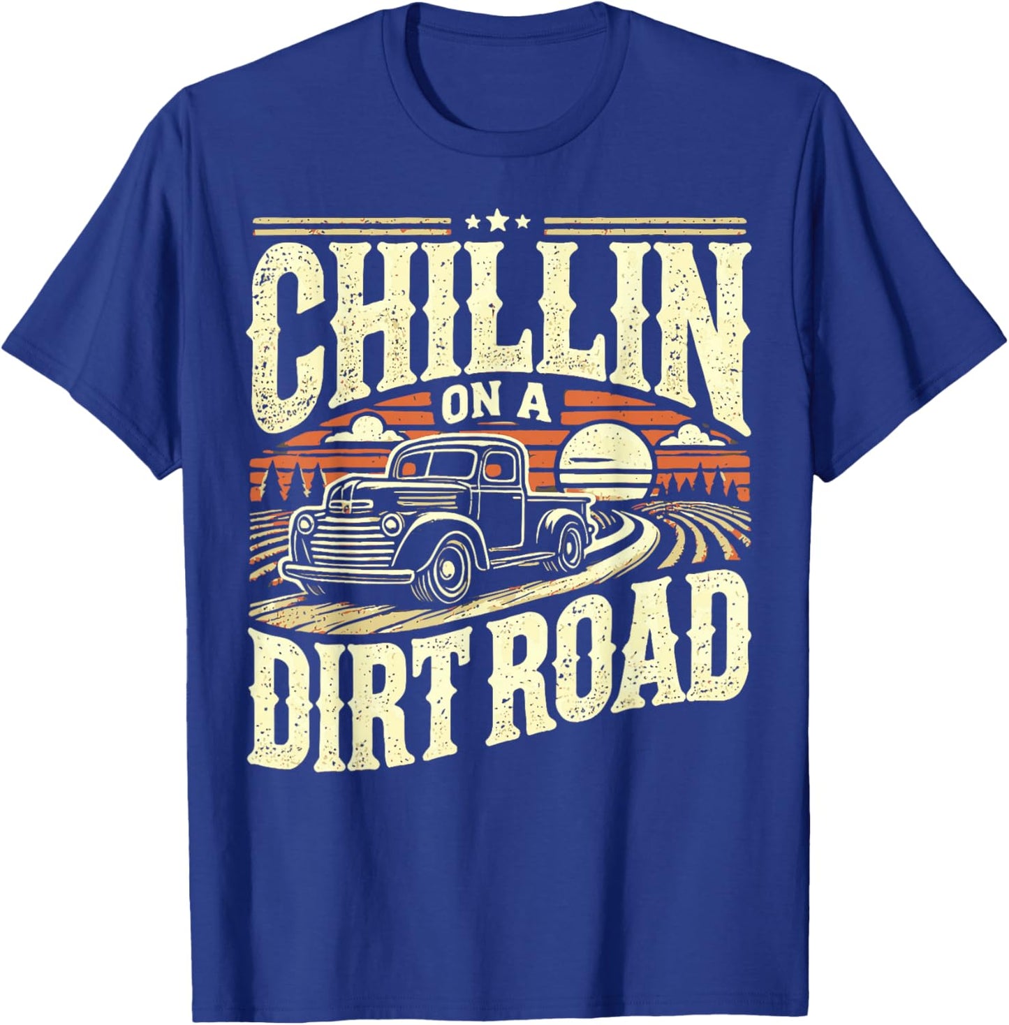 Western Cowboy Chillin On A Dirt Road Country Music T-Shirt - T-Shirt | Royal