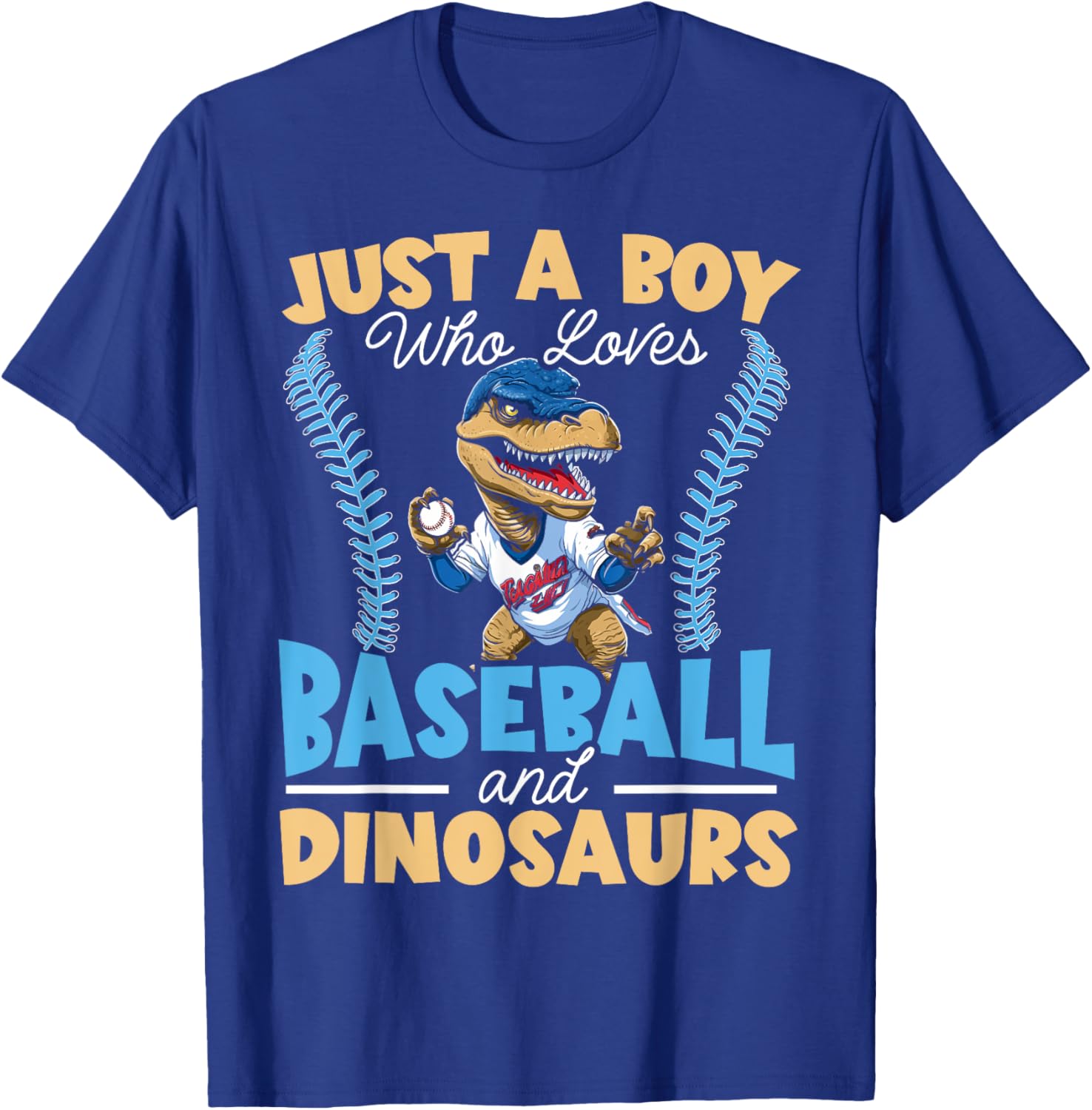 Baseball Dinsoaur Sport Lover Baseball Player Dino Fossil T-Shirt - T-Shirt | Royal