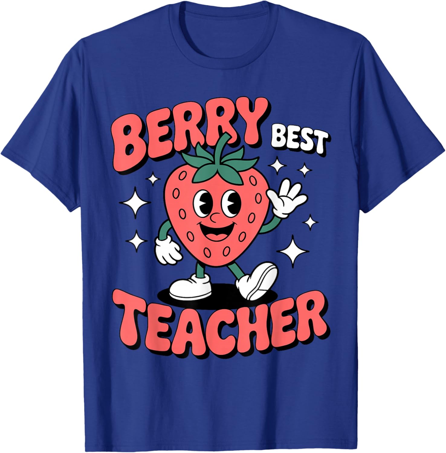 Teacher Retro Strawberry Berry Best Teacher T-Shirt - T-Shirt | Royal