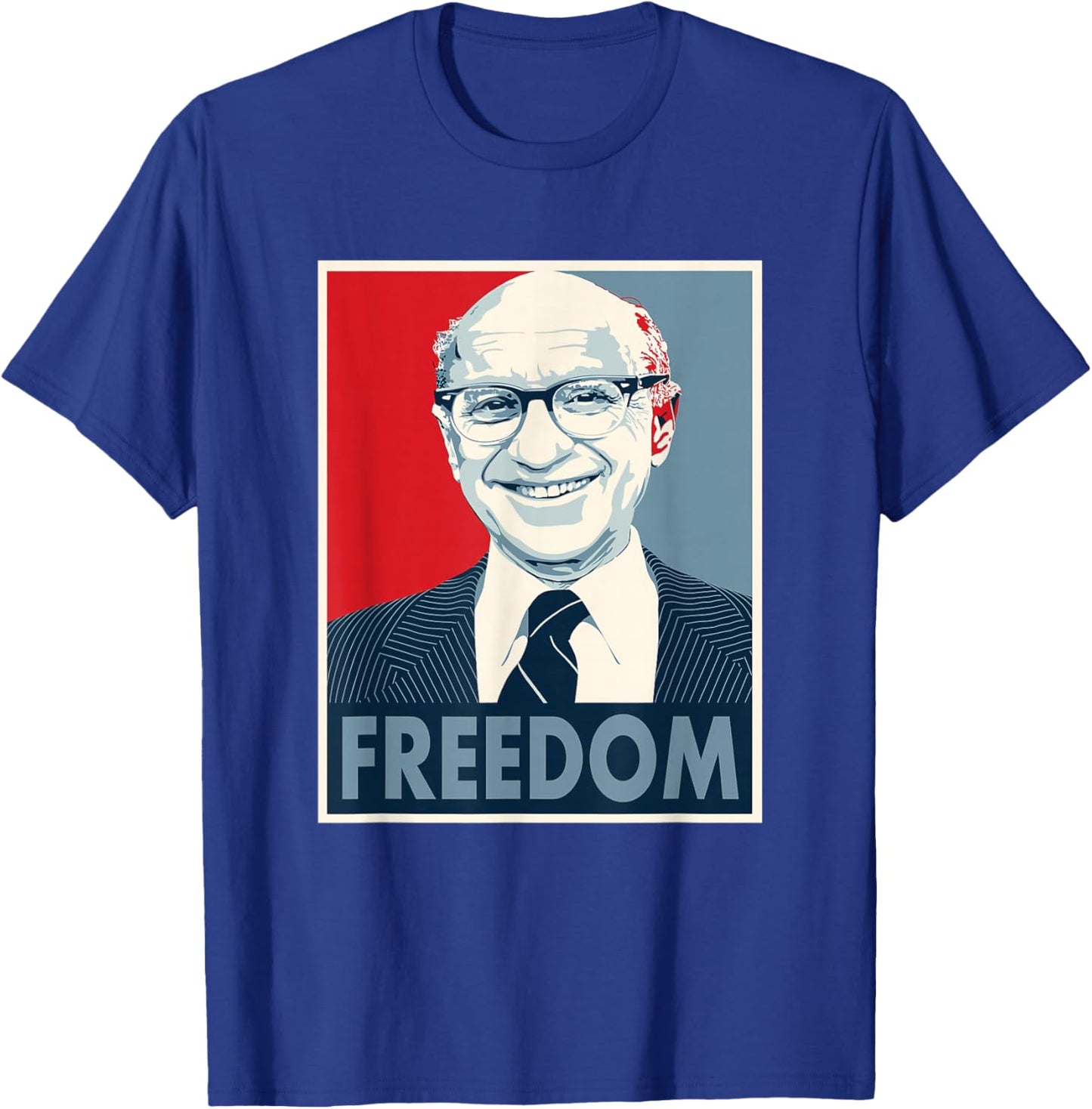Milton Retro Friedman Graphic T-Shirt - T-Shirt | Royal