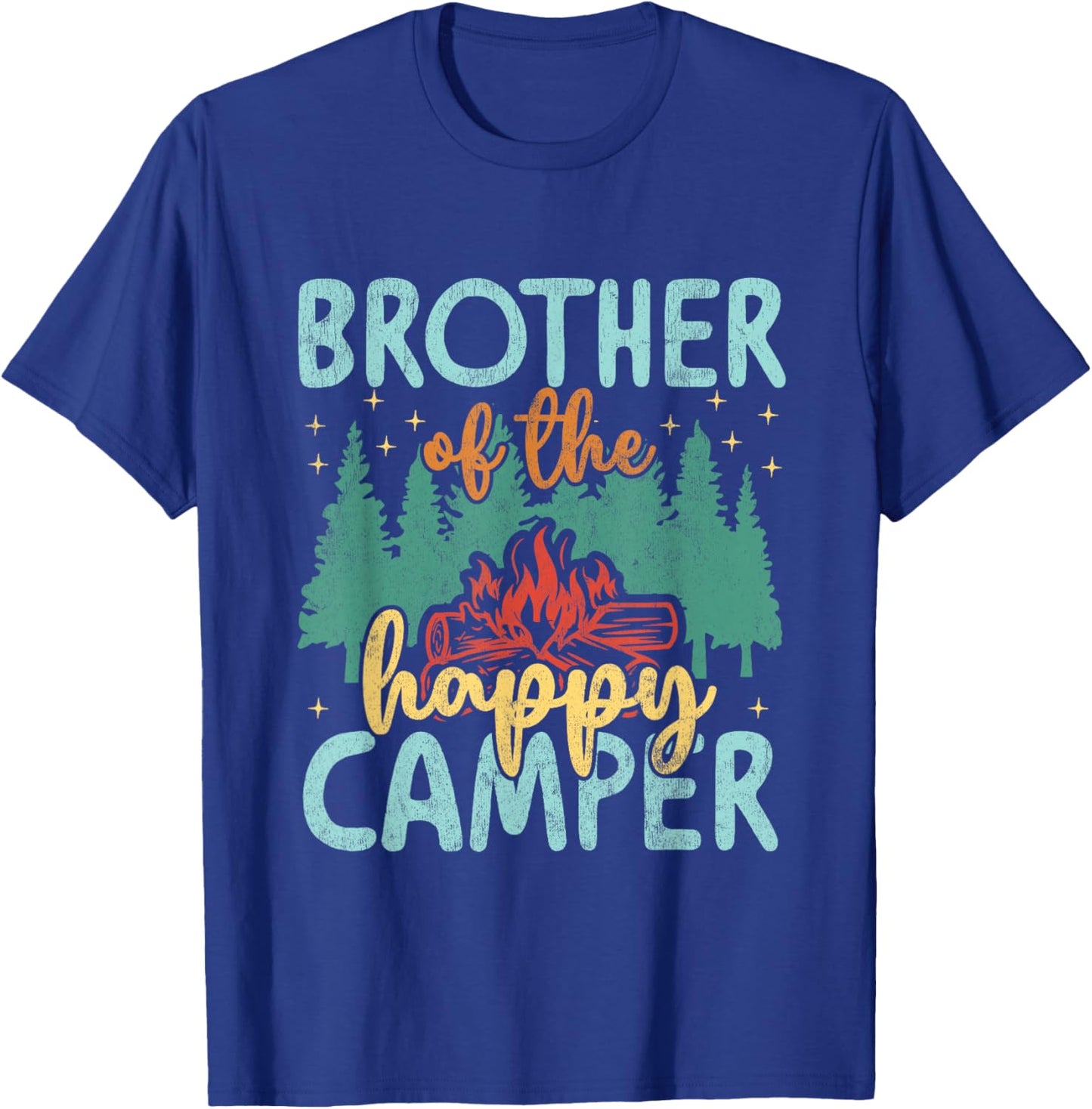 Brother of Happy Camper 1st Birthday Party Retro Brother T-Shirt - T-Shirt | Royal