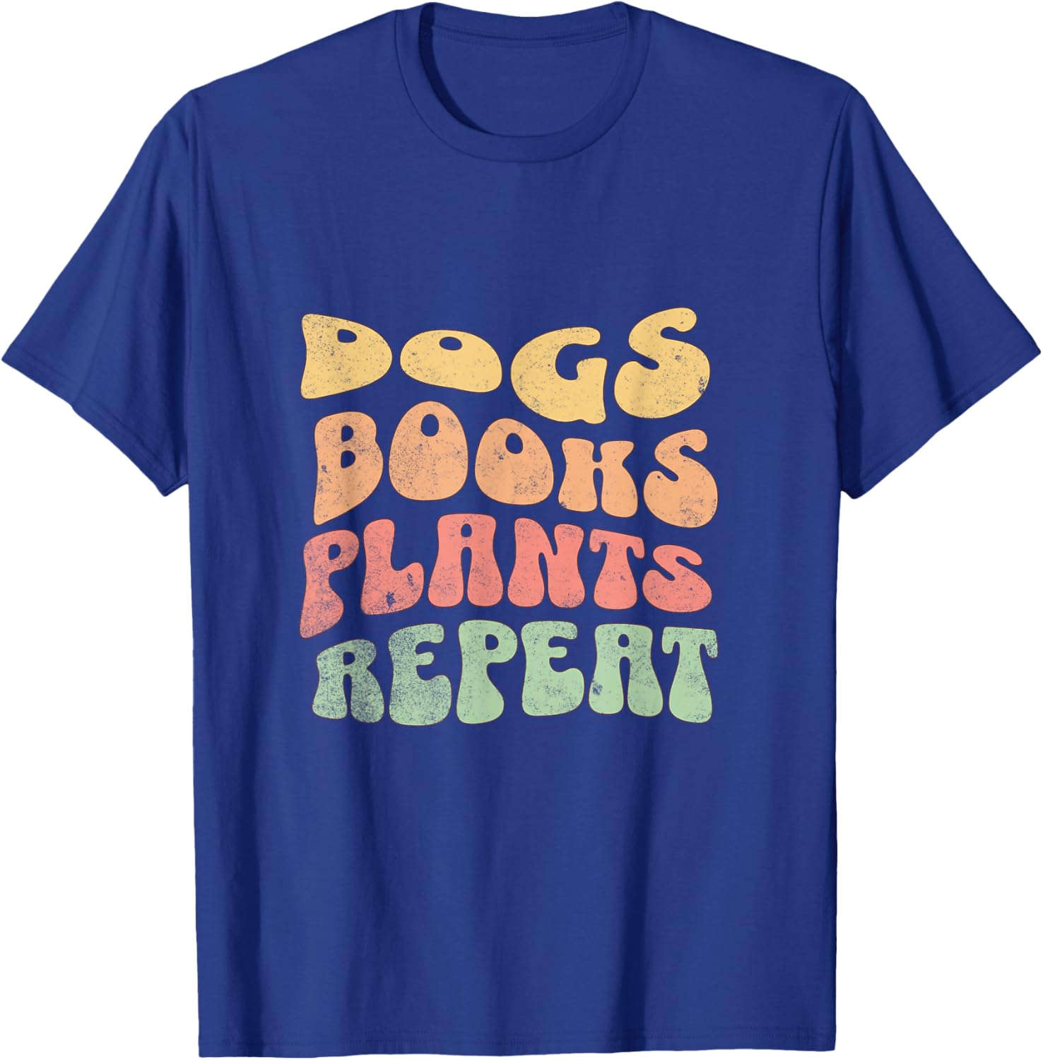 Colorful Dogs Books Plants Repeat T-Shirt - T-Shirt | Royal