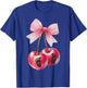 Coquette Cherry Bow With Baby Foot Pregnancy Reveal New Mom T-Shirt - T-Shirt | Royal