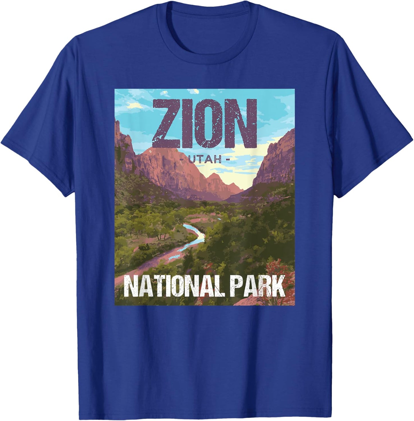 Zion National Park Utah Poster Design T-Shirt - T-Shirt | Royal