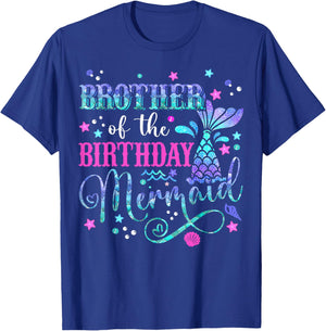 Brother Of The Birthday Mermaid Girl Bday Party Squad Family T-Shirt - T-Shirt | Royal