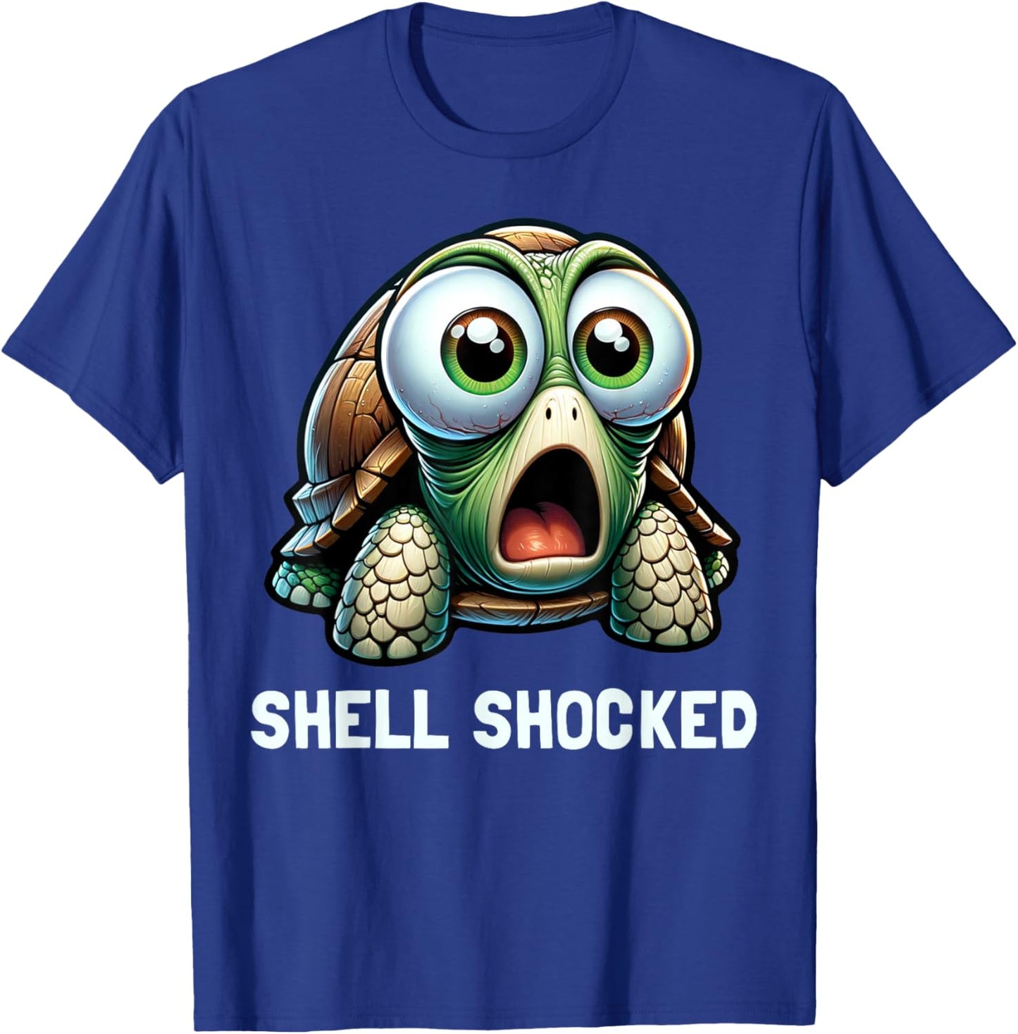 Funny Turtle Pun Shell Shocked Turtle Lover Graphic T-Shirt - T-Shirt | Royal
